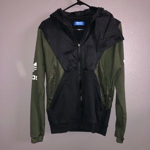 adidas mens army greem and black zip up hoodie